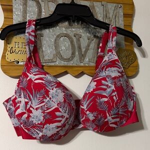 Cacique Red and White Floral Bra